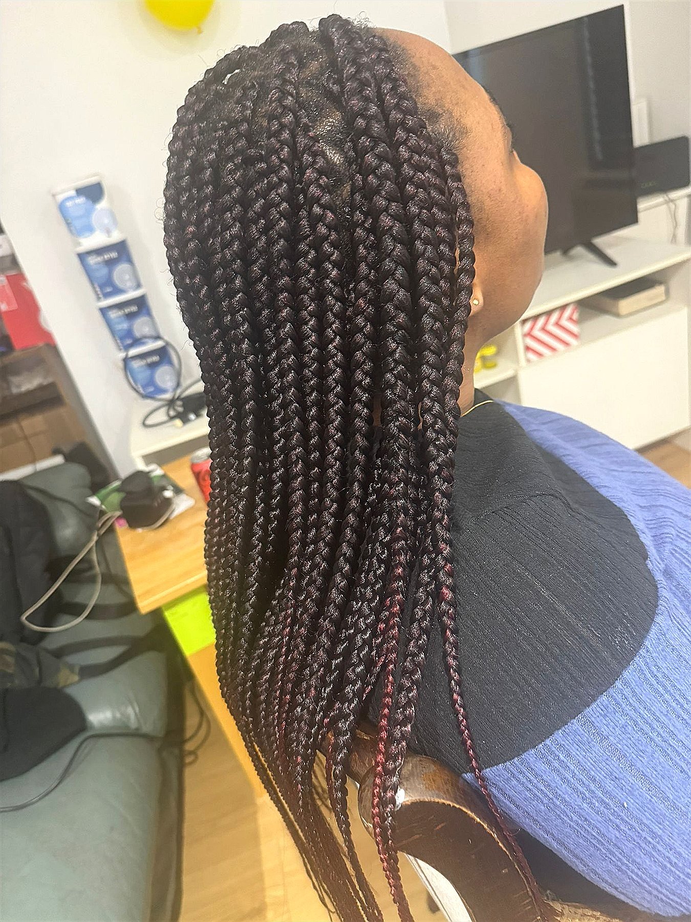 Burgundy box braids